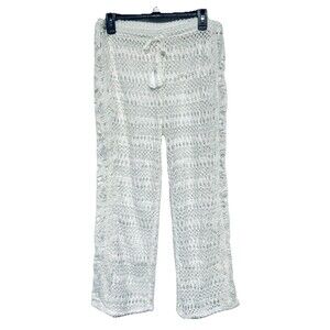 Victorias Secret White Crochet Pants Women's size Large Swim Cover Up Pants